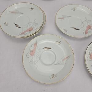 NORITAKE RC 6 in Style 230 Saucers Lot of 9 Gold Trim Atomic Nature Replacement